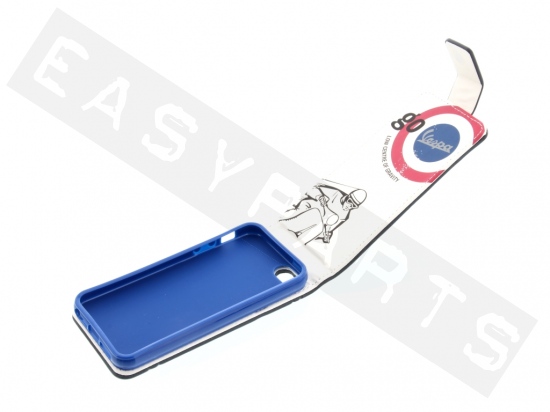 Telefoonhoesje VESPA voor Iphone 5 Skai Leder Blauw/ Wit/ Blauw